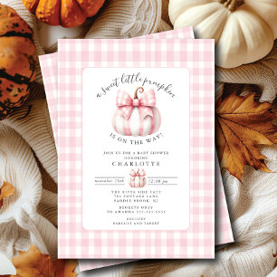 Invitación El Baby Shower rosado de Gingham de Little Pumpkin