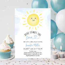 Invitación El Baby Shower Sunshine llega al hijo azul