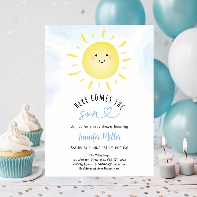 Invitación El Baby Shower Sunshine llega al hijo azul (Subido por el creador)