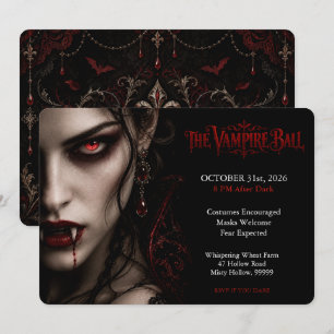 Invitación El Baile del Vampiro Fiesta Gótica de Halloween