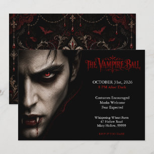 Invitación El Baile del Vampiro Fiesta Gótica de Halloween