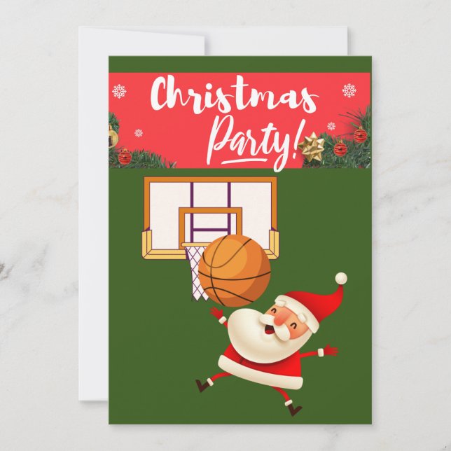 Invitación El baloncesto Santa Claus está jugando con Navidad (Anverso)