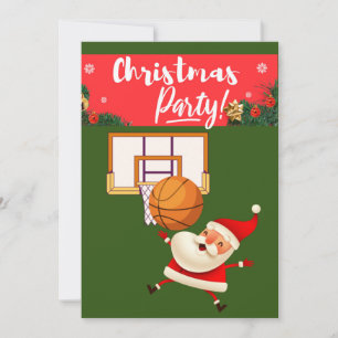 Invitación El baloncesto Santa Claus está jugando con Navidad