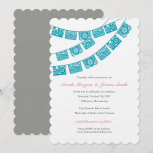 Invitación El banquete de boda de Papel Picado invita al