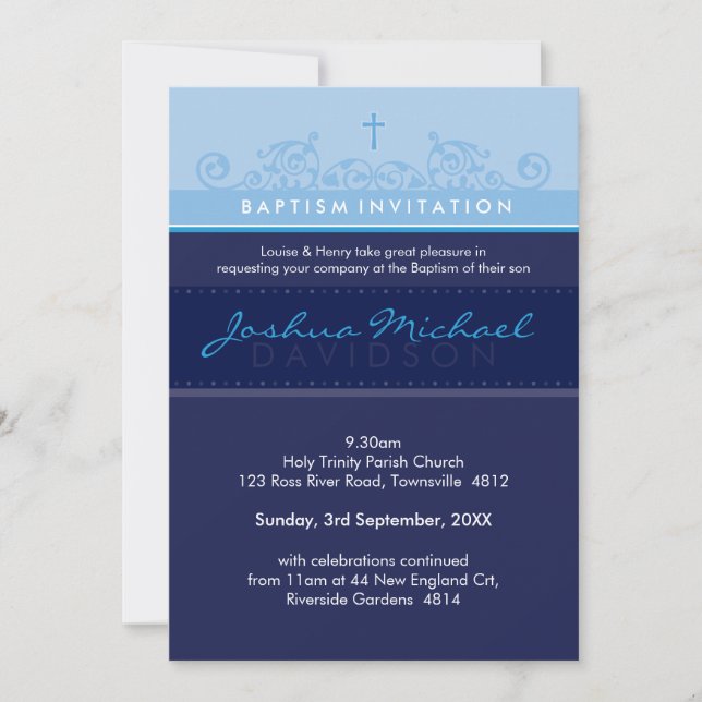 Invitación EL BAPTISMO ELEGANTE INVITA :: 5P elegante (Anverso)