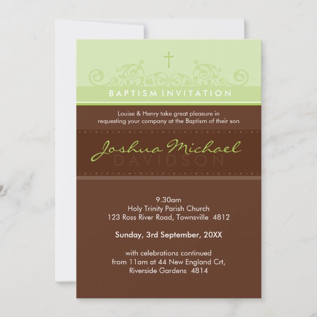 Invitación EL BAPTISMO ESTILO INVITA :: elegante 1P (Anverso)