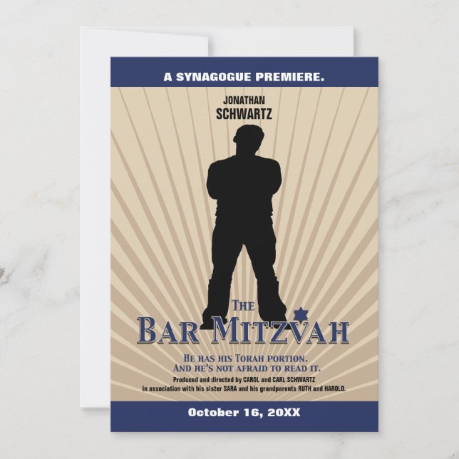 Invitación El bar de cine Mitzvah invita a la marina tan (Anverso)