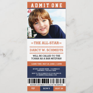 Invitación El bar de entradas deportivas Mitzvah invita
