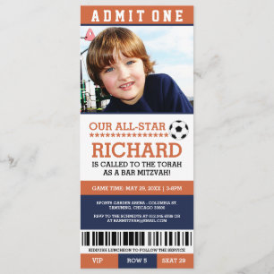 Invitación El bar de fútbol naranja Mitzvah invita