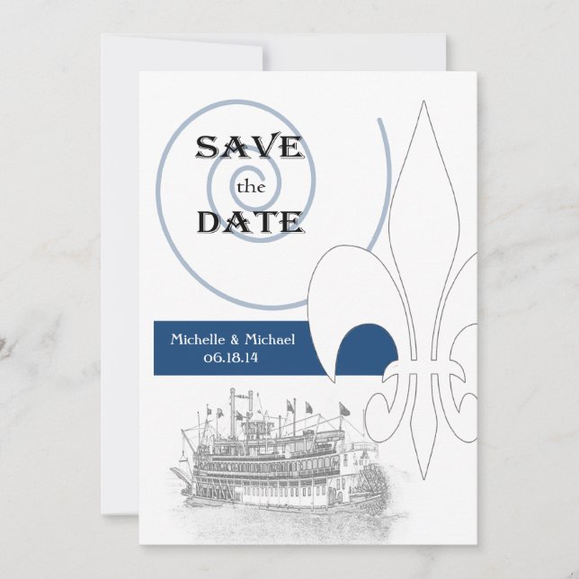 Invitación El barco fluvial de Nueva Orleans Fleur de Lis sal (Anverso)