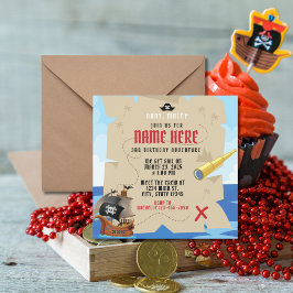 Invitación El barco pirata Hunt Ahoy Matey Cumpleaños