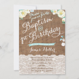 Invitación El bautismo blanco de Aqua y el primer cumpleaños