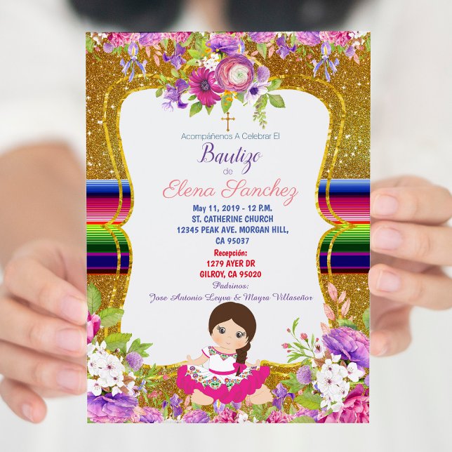Invitación El bautismo Chica de Fiesta Española (Subido por el creador)