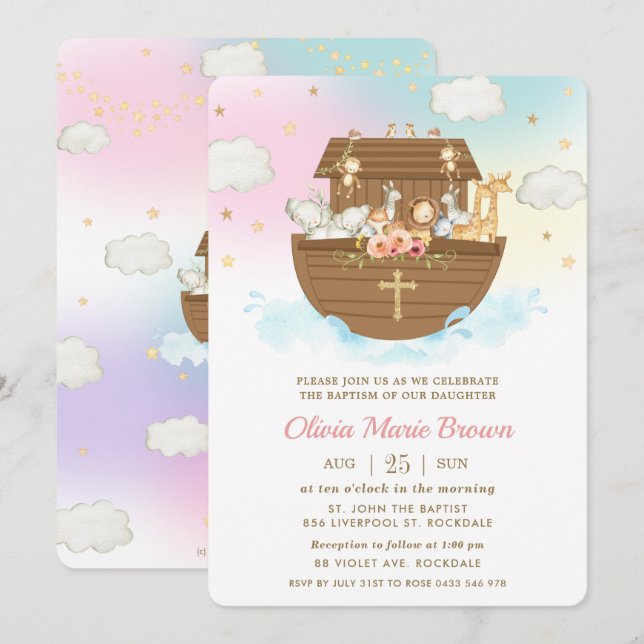 Invitación El bautismo de Chica de los animales adorados con  (Anverso / Reverso)