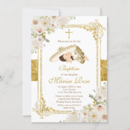 Invitación El bautismo de la Chica mexicana Gold Fiesta