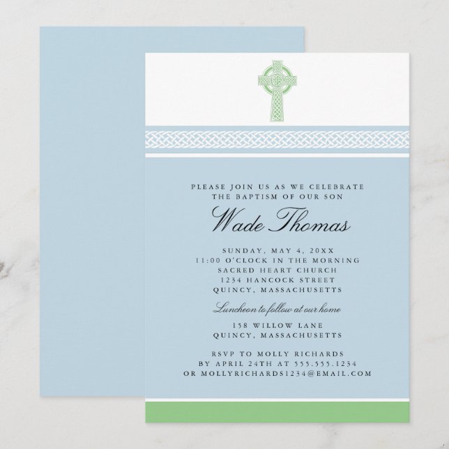 Invitación El bautismo de la Cruz Verde (Anverso / Reverso)