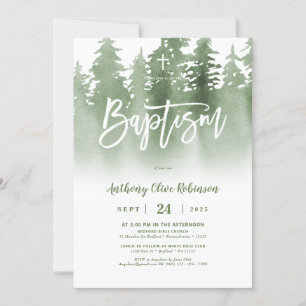 Invitación El bautismo de la fotografía forestal de la vegeta
