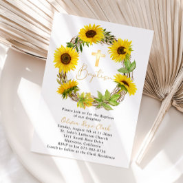 Invitación El bautismo del marco del girasol