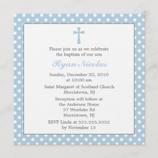Invitación El bautismo del polka azul