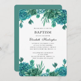 Invitación El bautismo exitoso. Cactus acuarela. Cacti