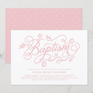Invitación El bautismo por follaje rosado ruso