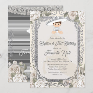 Invitación El bautismo y cumpleaños del niño mexicano Fiesta