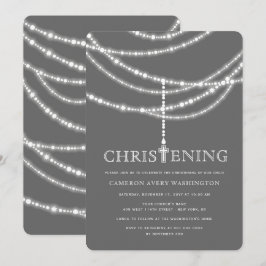 Invitación El bautizo elegante de las chispas de la cruz del
