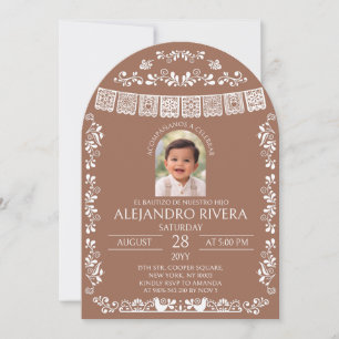 Invitación El Bautizo Niño Terracota Foto Arco Bautismo