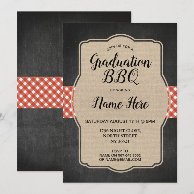 Invitación El Bbq de la fiesta de graduación invita a la (Anverso / Reverso)
