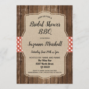 Invitación El Bbq nupcial de la ducha invita a la arpillera