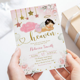 Invitación El bebé Angel de Oro Rosa
