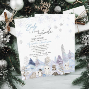Invitación El bebé ártico acuarela hace frío fuera de Baby Sh