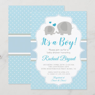 Invitación El bebé azul elefante Baby Shower