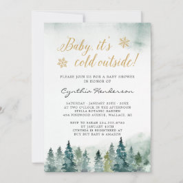 Invitación El bebé Baby Shower elegante de invierno hace frío
