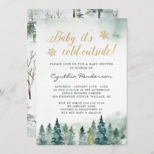 Invitación El bebé Baby Shower elegante de invierno hace frío