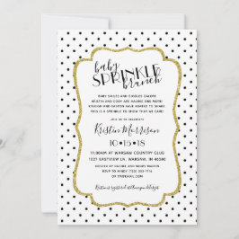 Invitación El bebé blanco de Polkadot del oro negro asperja
