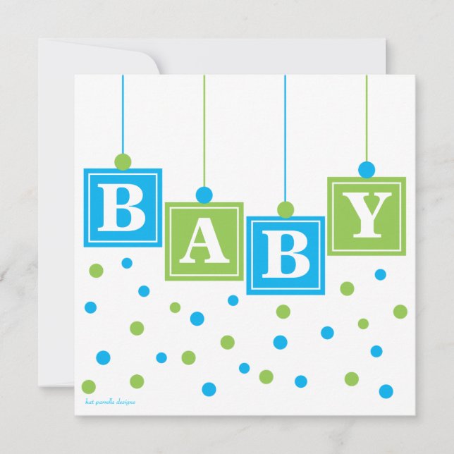 Invitación El BEBÉ bloquea al muchacho Baby Shower del verde (Anverso)