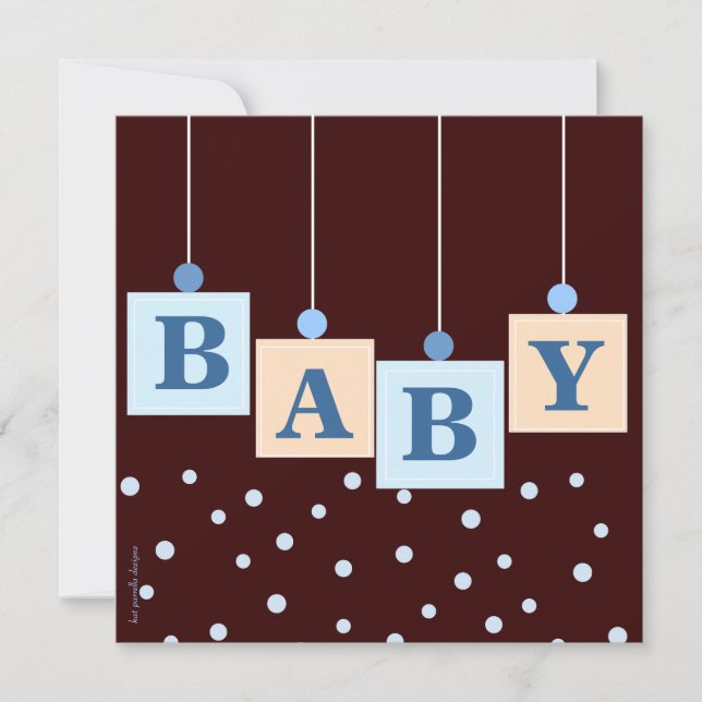 Invitación El bebé bloquea Baby Shower Blue Boy (Anverso)