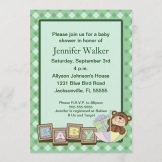Invitación El bebé bloquea Baby Shower - verde