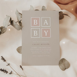 Invitación El bebé boho bloquea el Baby Shower moderno rosado
