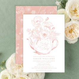 Invitación El bebé chica está fabricando una ducha de flores 