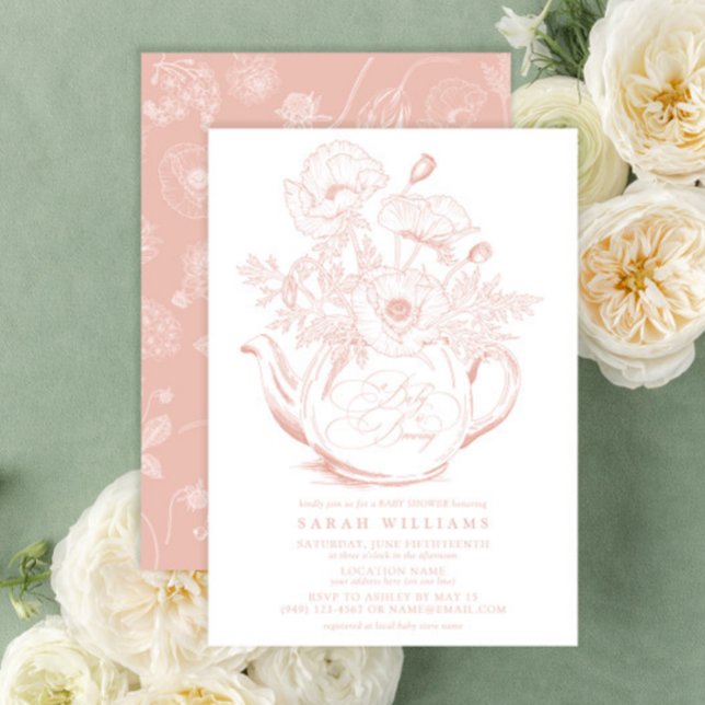 Invitación El bebé chica está fabricando una ducha de flores  (Easily personalize this beautiful vintage baby tea shower invite with your deets!)