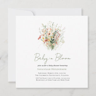 Invitación El bebé de flores silvestres en el florecimiento d