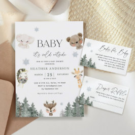 Invitación El bebé de Forest Woodland está frío fuera de Baby