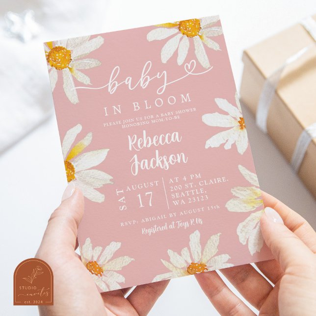Invitación El bebé de girasol rosado en el Baby Shower de Blo (Subido por el creador)