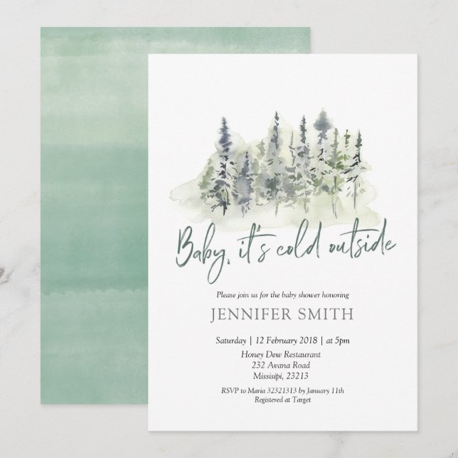 Invitación El bebé de invierno está frío fuera de Baby Shower (Anverso / Reverso)