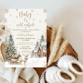 Invitación El bebé de invierno hace frío, el Baby Shower de l