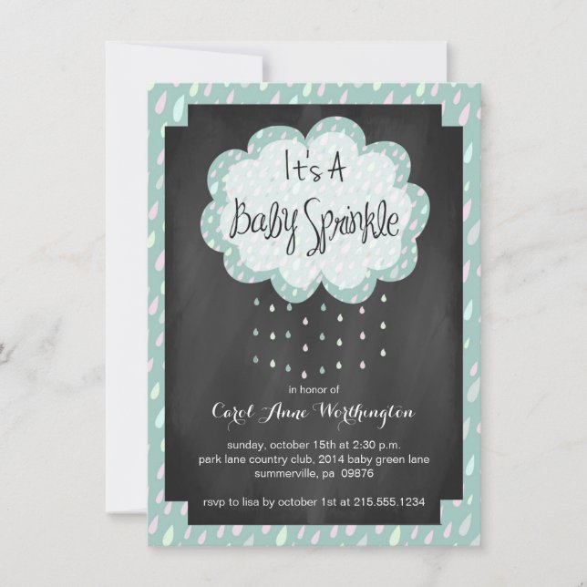 Invitación El bebé de la gota de agua de la pizarra asperja (Anverso)