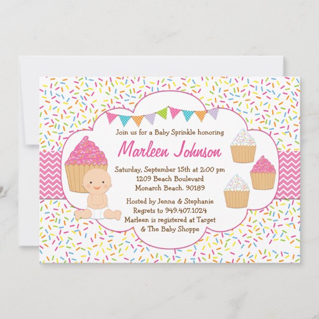 Invitación El bebé de la magdalena asperja al chica del rosa (Anverso)