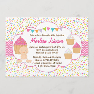 Invitación El bebé de la magdalena asperja al chica del rosa